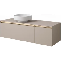 Тумба с раковиной Armadi Art Quatro Daphne 790-M2-140-D-MG + 792-140-D + 801-MW 141 см L, подвесная, со столешницей, бежевый матовый