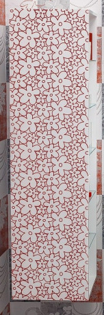 Пенал подвесной белый красная патина/белый глянец L Sanflor Санфлор H0000000669
