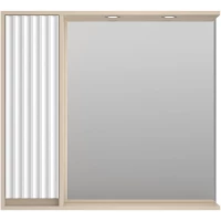 Зеркальный шкаф Brevita Balaton BAL-04090-03-01Л 88,2x80 см L, с подсветкой, выключателем, белый матовый/бежевый матовый