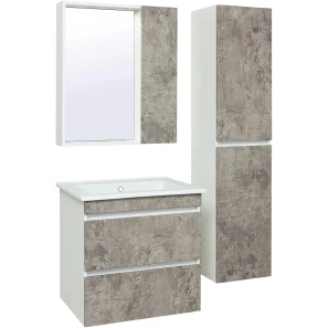 Изображение товара зеркальный шкаф 65x75 см серый бетон/белый l/r runo манхэттен 00-00001016