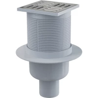 Душевой трап AlcaPlast APV32 105x105/50 мм, с решеткой, перфорированный, хром