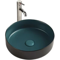 Раковина-чаша WeltWasser Elbach M3134 BBG 10000005599 35,5x35,5 см, накладная, черный матовый/зеленый матовый