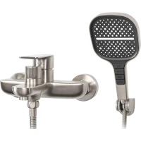 Смеситель для ванны Hansberge H4099NK с душевым гарнитуром, никель