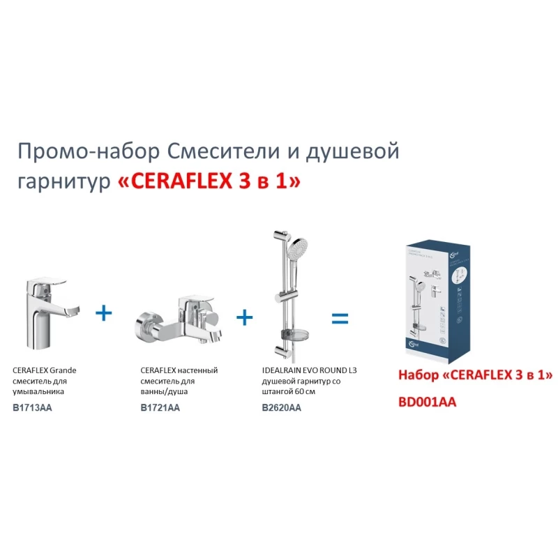 Комплект смесителей Ideal Standard Ceraflex BD001AA