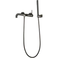 Смеситель для ванны Knotlor Elixir SS-32/GM с душевым гарнитуром, вороненая сталь