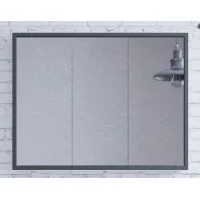 Зеркальный шкаф 90x70 см белый глянец/черный Corozo Айрон SD-00000409