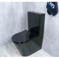 Унитаз-компакт GID Tr2179BL безободковый, с сиденьем микролифт, черный глянец