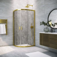 Душевой уголок Vegas Glass ZS Novo h2000 120 03 07 120x120 см, профиль золотой матовый, стекло графитовое