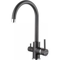 Смеситель для кухни Paulmark Essen Es213211-BLM с подключением к фильтру, черный металлик