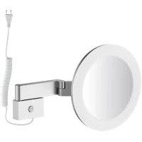 Зеркало косметическое Timo Petruma 15276/13 с 5x увеличением, настенное, с подсветкой, выключателем, никель матовый