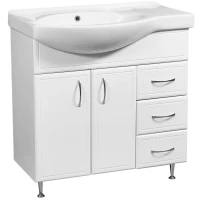 Тумба с раковиной белый глянец/белый матовый 83 см R Stella Polar Концепт SETSP-00000130/1WH110228