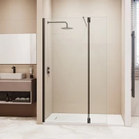 Душевая перегородка RGW WA-051B (WA-010B+Z-071B) Walk-in 351005123-14 150 см, профиль черный матовый, стекло прозрачное