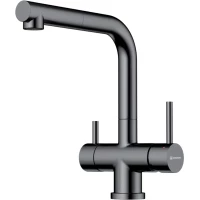 Смеситель для кухни Omoikiri Takamatsu-S-GM 4994564 с подключением к фильтру, выдвижным изливом, вороненая сталь