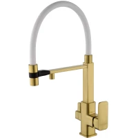 Смеситель для кухни Wonzon & Woghand WW-88458012-BG（MW) с подключением к фильтру, гибким изливом, золотой матовый