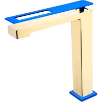 Смеситель для раковины Boheme Q 142-GUW золотой/синий