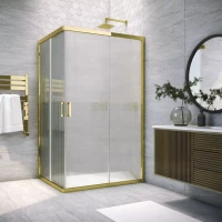 Душевой уголок Vegas Glass ZA-F TUR NOVO 85*80 09 Moru 85x80 см, профиль золотой, стекло рифленое
