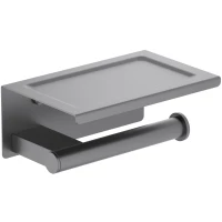 Держатель туалетной бумаги Timo Luiro 18543/18 с полкой для телефона, вороненая сталь
