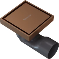 Душевой трап Knotlor Terra SDSS100RB 100x100/50 мм, с решеткой, 2 в 1 под плитку, бронза матовая