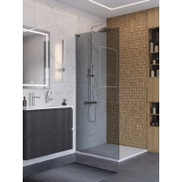 Душевая перегородка BelBagno Uno UNO-L-1-TB-80-GR-Cr 80 см, профиль хром, стекло графитовое