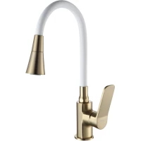 Смеситель для кухни Frap F4462-3 с гибким изливом, золотой матовый