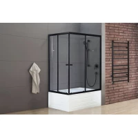 Душевой уголок с поддоном Royal Bath RB8120BP-T-BL-R 120x80 см R, профиль черный матовый, стекло прозрачное