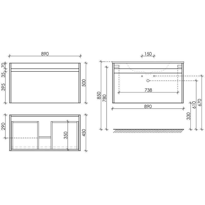 Комплект мебели дуб бардолино/белый глянец 91 см Sancos Smart SM90E + CN7002 + AR900