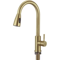 Смеситель для кухни Savol S-002806C с выдвижным изливом, золотой матовый