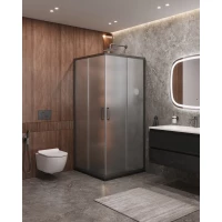 Душевой уголок Cezares Molveno MOLVENO-A-2-90-P-GM 90x90 см, профиль оружейная сталь матовый, стекло текстурное