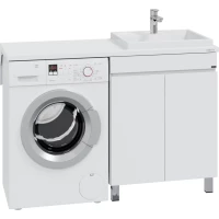 Тумба под раковину Санта Марс 700315 67,4 см, напольная, над стиральной машиной, белый глянец