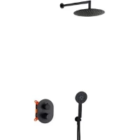 Душевой комплект AQG Tube 19TUBER20805 250 мм, со смесителем, черный матовый