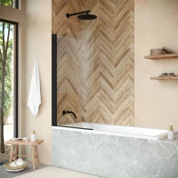 Шторка на ванну Vegas Glass EV LUX 70 02M 01 L 70 см L, профиль черный матовый, стекло прозрачное