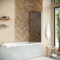 Шторка на ванну Vegas Glass EV NOVO 60 07 07 61 см, профиль матовый хром, стекло графитовое