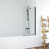 Шторка на ванну Vegas Glass EV ST NOVO 76 02M 02 R 76 см R, профиль черный матовый, стекло шиншилла