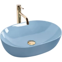 Раковина-чаша Rea Lisa REA-U6620 49x35 см, накладная, голубой глянец