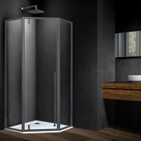 Душевой уголок Vincea Penta VSP-3P100CLGM 100x100 см, профиль вороненая сталь, стекло прозрачное