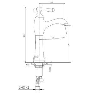 Изображение товара смеситель для раковины с донным клапаном caprigo fonte 12-525-crm