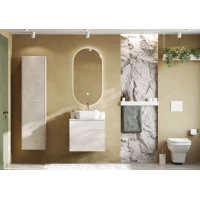 Комплект мебели светло-серый/белый матовый 60 см Акватон Марбл 1A276101MH4C0 + 1WH501709 + 1A256502A1010