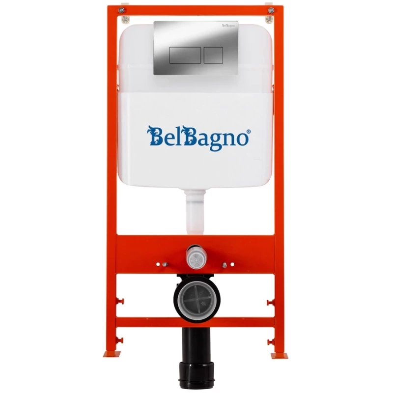 Инсталляция для унитаза BelBagno BB026 + BB041CR  с кнопкой смыва, хром