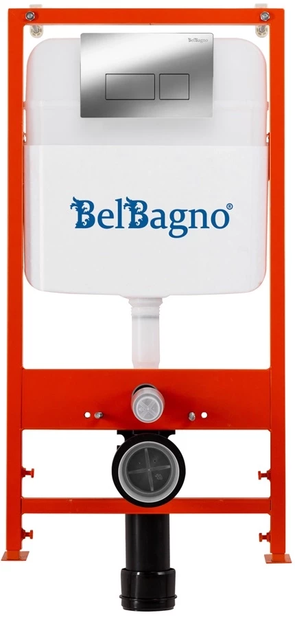 Инсталляция для унитаза BelBagno BB026 + BB041CR  с кнопкой смыва, хром
