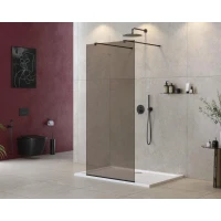 Душевая перегородка Cezares Liberta LIBERTA-L-2-80-120-BR-NERO 80 см, профиль черный матовый, стекло бронза