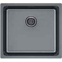 Кухонная мойка Paulmark Yuni YU49-GM 49x44 см, вороненая сталь