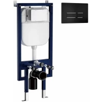 Инсталляция для унитаза Ceruttispa CR557+CR02BK с кнопкой смыва, черный матовый