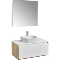 Комплект мебели дуб эльвезия/белый глянец 89 см Акватон Либерти 1A279901LYC70 + 1A279703LY010 + 1WH501709 + 1A267202LH010