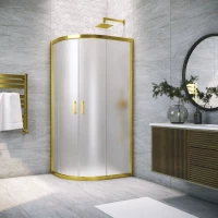 Душевой уголок Vegas Glass ZS Novo h2000 120 03 10 120x120 см, профиль золотой матовый, стекло сатин