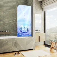 Шторка на ванну MaybahGlass MGV-929-ФП012-6 70 см R, профиль черный матовый, стекло фотопечать