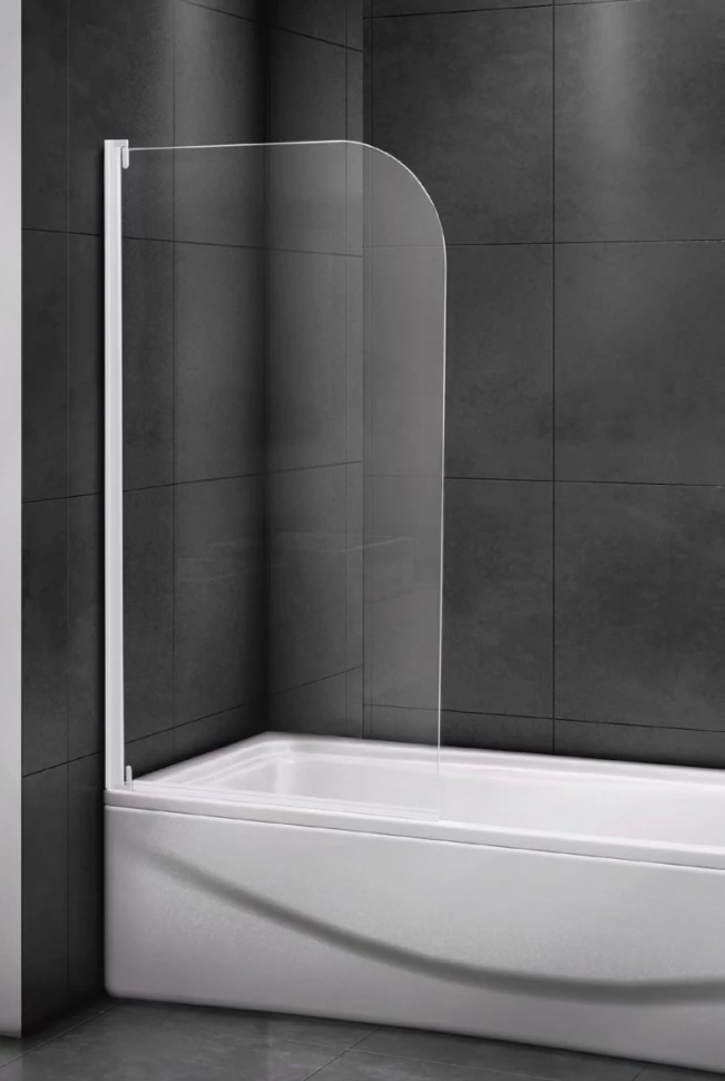 Шторка на ванну Cezares Relax RELAX-V-1-80/140-C-Bi 80 см, профиль белый глянец, стекло прозрачное