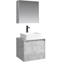 Комплект мебели бетон светлый 61 см Aqwella 5 Stars Mobi MOB0106BS + MOB0706BS + 4640021064269 + MOB0406 + MOB0717BS
