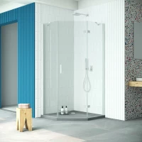 Душевой уголок Vegas Glass AFA-Pen Retta 90 01 01 R 90x90 см R, профиль белый, стекло прозрачное