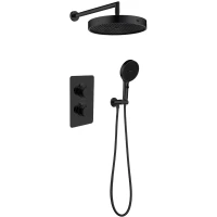 Душевой комплект Boheme Cell 134-2-SGM + 427-SGM 320 мм, с термостатом, графит глянец