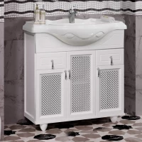Тумба с раковиной белый матовый 87 см с решеткой Opadiris Тибет